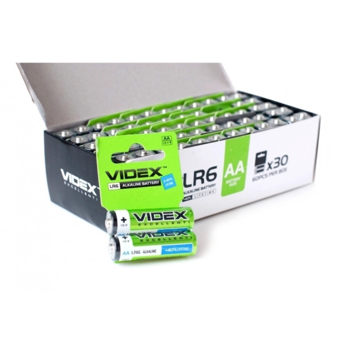 Лучкові пальчикові батареї VIDEX LR6 (AA) ALKALINE оптом, Videx , 0,25 $