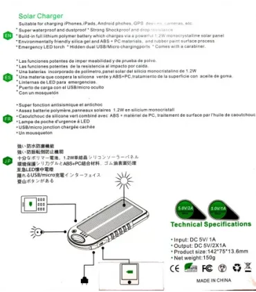 Solar Power Bank Солнечная батарея 9000 mAh оптом, TV Shop , 7,51 $