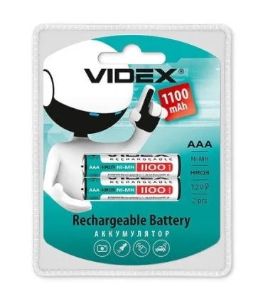 Акумулятор HR03 AAA 1100mAh 2 шт. в упаковці оптом, Videx , 1,40 $