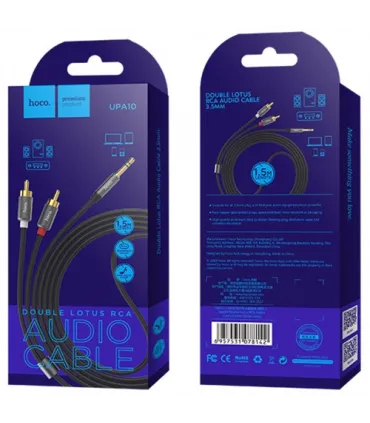 Кабель перехідник AUX Hoco UPA10 Lotus 1x 3.5M - 2xRCA оптом, Hoco , 3,30 $