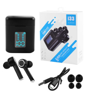 Черные беспроводные Bluetooth наушники i33 с LED боксом оптом, Cope , 11,00 $