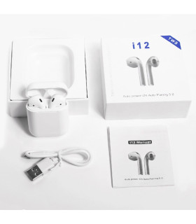 Беспроводные Bluetooth наушники i12 TWS с боксом Белые оптом, Cope , 4,50 $