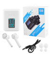 Білі бездротові навушники Bluetooth i33 з LED сейсом