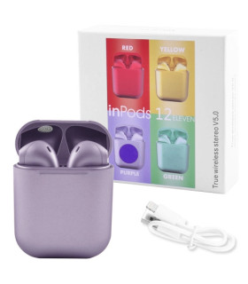 Беспроводные Bluetooth наушники с боксом inPods i12 tws Pro лиловые оптом, Cope , 6,00 $