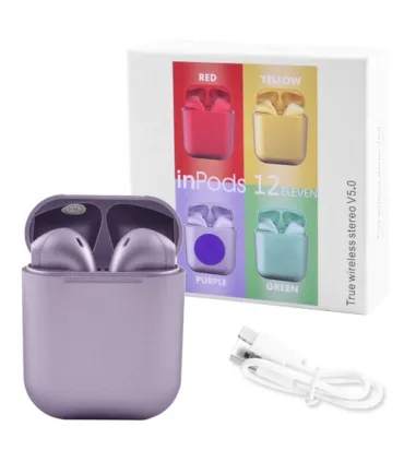 Беспроводные Bluetooth наушники с боксом inPods i12 tws Pro лиловые оптом, Cope , 6,00 $