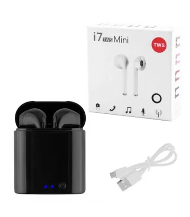Черные Bluetooth беспроводные наушники i7 TWS mini с кейсом оптом, Cope , 3,50 $