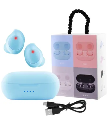 Беспроводные наушники капельки Touch Two TWS-08 с боксом голубые оптом, Cope , 8,50 $