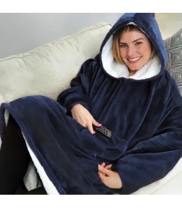 Кігурумі толстовка худий плед з капюшоном і рукавами синій Huggle Hoodie Plush оптом, TV Shop , 8,00 $