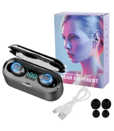 Bluetooth наушники беспроводные TWS F9 капельки с кейсом black оптом, Cope , 9,00 $