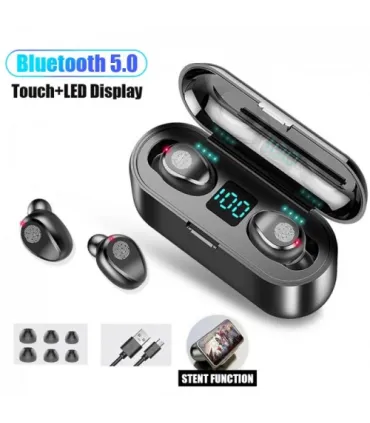 Bluetooth наушники беспроводные TWS F9 капельки с кейсом black оптом, Cope , 9,00 $