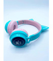 Дитячі навушники бездротові світиться вушка котика J28 Блакитні