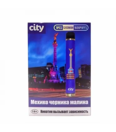 Одноразки CITY HIGH WAY 1600 Мехіко Чорниця Малина оптом, CITY , 4,80 $