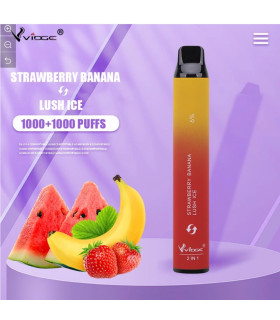 Одноразовые сигареты Vidge 2in1 2000 puffs Клубника банан + Арбуз со льдом оптом, Vidge , 5,40 $