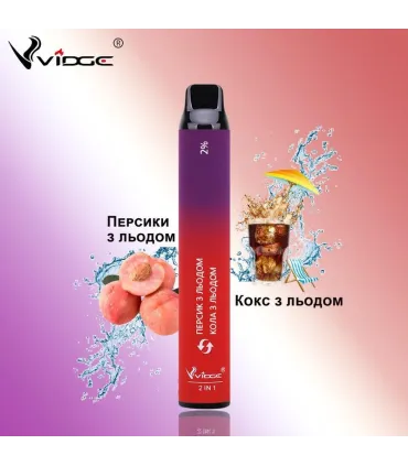 Одноразовые сигареты Vidge 2in1 2000 puffs Персик со льдом + Кола со льдом оптом, Vidge , 5,40 $