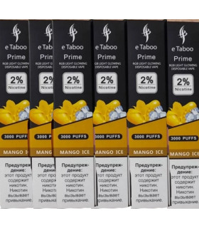 Одноразка, що світиться перезаряджається eTaboo Prime 3000 puffs Манго з льодом оптом, E-Taboo , 7,10 $