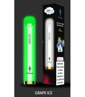 Светящаяся электронная сигарета eTaboo RGB 1200 puffs Виноград со льдом оптом, E-Taboo , 4,90 $