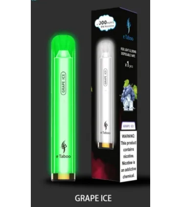 Светящаяся электронная сигарета eTaboo RGB 1200 puffs Виноград со льдом оптом, E-Taboo , 4,90 $