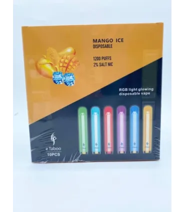 Светящаяся электронная сигарета eTaboo RGB 1200 puffs Виноград со льдом оптом, E-Taboo , 4,90 $