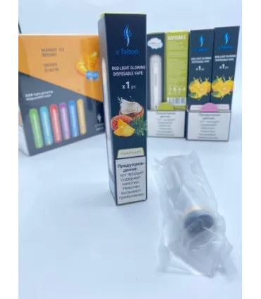 Светящаяся электронная сигарета eTaboo RGB 1200 puffs Виноград со льдом оптом, E-Taboo , 4,90 $