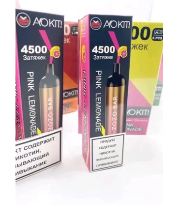 Перезаряжаемые одноразки AoKit Zozo Bar 4500 Puffs Розовый лимонад оптом, AoKit , 8,10 $
