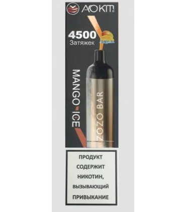 Перезаряжаемые одноразки AoKit Zozo Bar 4500 Puffs Манго лёд оптом, AoKit , 8,10 $