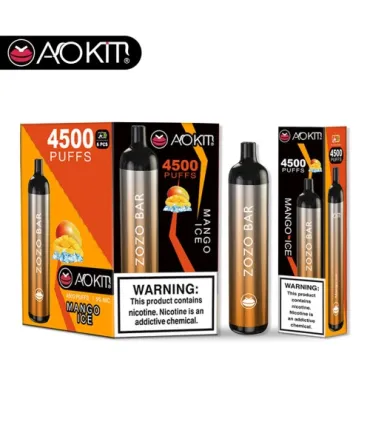 Перезаряжаемые одноразки AoKit Zozo Bar 4500 Puffs Манго лёд оптом, AoKit , 8,10 $