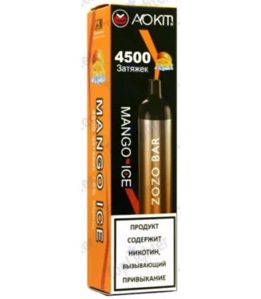 Перезаряжаемые одноразки AoKit Zozo Bar 4500 Puffs Манго лёд оптом, AoKit , 8,10 $