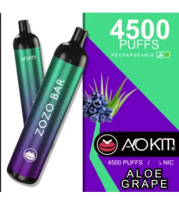 Перезаряжаемые одноразки AoKit Zozo Bar 4500 Puffs Алое Виноград оптом, AoKit , 8,10 $