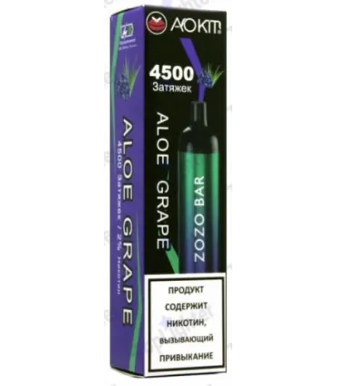 Одноразки, що перезаряджаються AoKit Zozo Bar 4500 Puffs Алое Виноград оптом, AoKit , 8,10 $