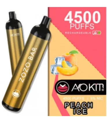 Перезаряжаемые одноразки AoKit Zozo Bar 4500 Puffs Персик со льдом оптом, AoKit , 8,10 $