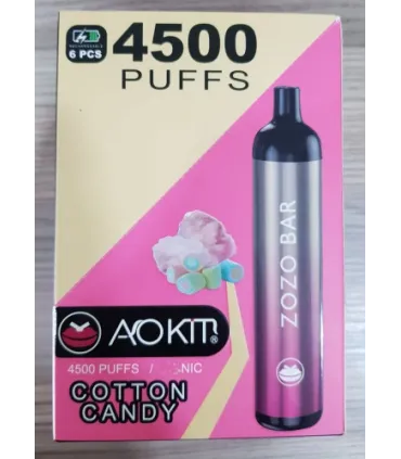 Одноразки, що перезаряджаються AoKit Zozo Bar 4500 Puffs Солодка вата оптом, AoKit , 8,10 $