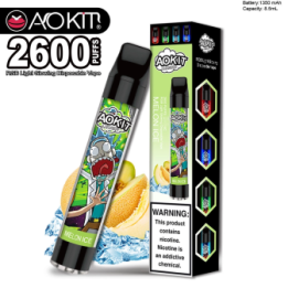 Светящийся одноразовые сигареты AoKit Lux 2600 Puffs Дыня со льдом оптом, AoKit , 6,10 $