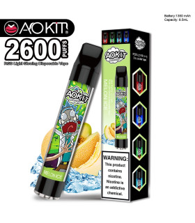 Светящийся одноразовые сигареты AoKit Lux 2600 Puffs Дыня со льдом оптом, AoKit , 6,10 $