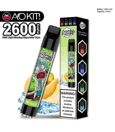 Одноразові сигарети, що світяться AoKit Lux 2600 Puffs Диня з льодом оптом, AoKit , 6,10 $
