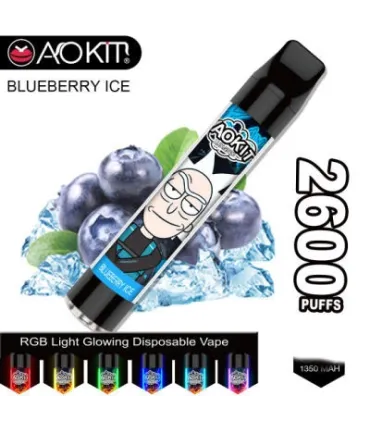 Светящийся одноразовые сигареты AoKit Lux 2600 Puffs Черника со льдом оптом, AoKit , 6,10 $