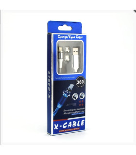 Кабель заряджання USB магнітний X360 3in1 Lightning, micro-USB, Type-C оптом, TV Shop , 4,00 $