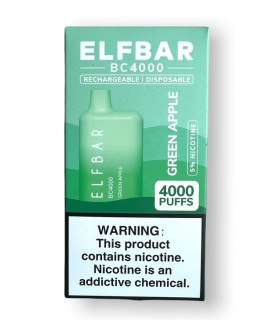 Перезаряжаемые одноразовые сигареты Elf bar BC4000 Зеленое Яблоко оптом, Elf Bar Original , 8,70 $