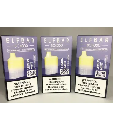 Перезаряжаемые одноразовые сигареты Elf bar BC4000 Лимон с ментолом оптом, Elf Bar Original , 8,70 $