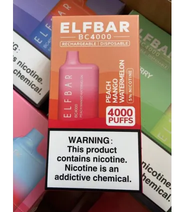 Перезаряжаемые одноразовые сигареты Elf bar BC4000 Манго Персик Арбуз оптом, Elf Bar Original , 8,70 $
