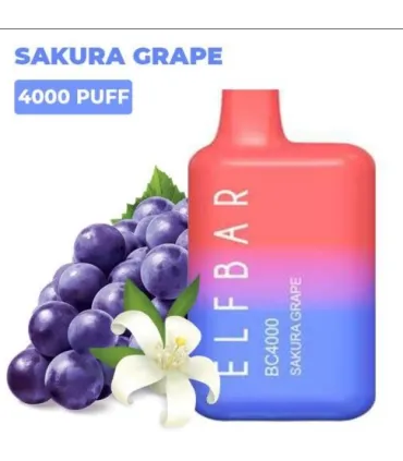 Перезаряжаемые одноразовые сигареты Elf bar BC4000 Сакура Виноград оптом, Elf Bar Original , 8,70 $