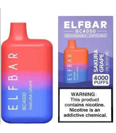 Перезаряжаемые одноразовые сигареты Elf bar BC4000 Сакура Виноград оптом, Elf Bar Original , 8,70 $