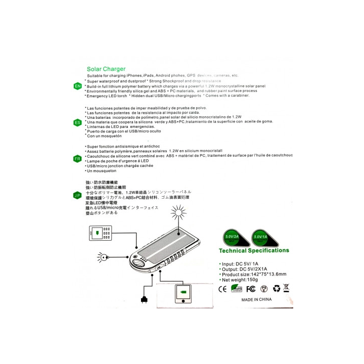 Solar Power Bank Солнечная батарея 20 000 mAh оптом, TV Shop , 13,00 $
