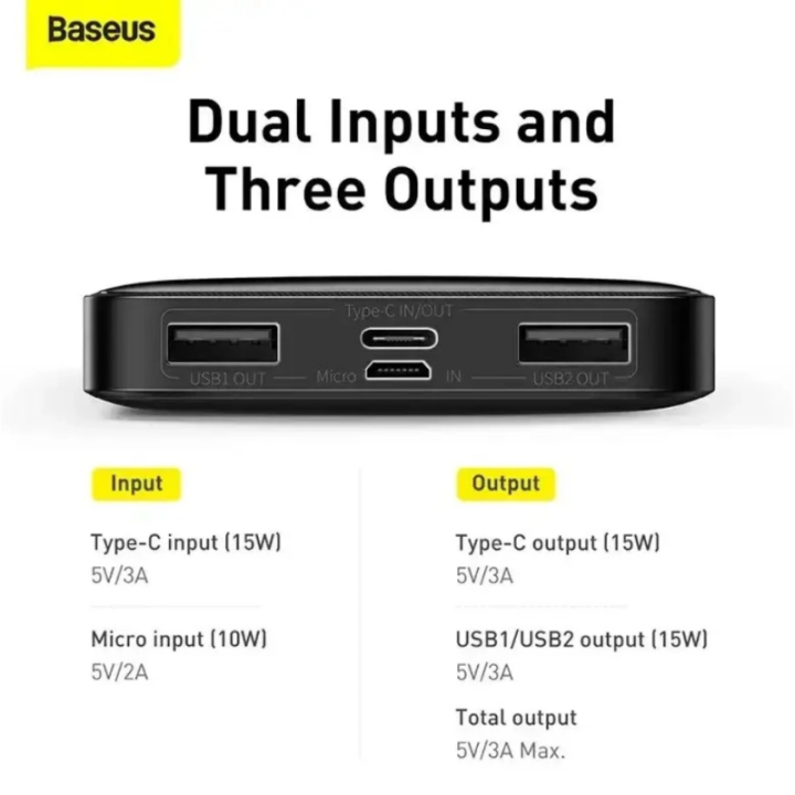 Power bank зі швидкою зарядкою 15W 10000 mAh Baseus Bipow PPBD10 оптом, Baseus , 16,50 $