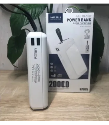 Универсальная внешняя батарея Power bank 20 000 mAh HEPU HP975 с фонариком оптом, HEPU , 20,00 $