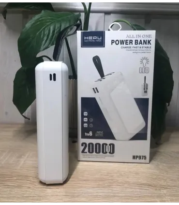 Универсальная внешняя батарея Power bank 20 000 mAh HEPU HP975 с фонариком оптом, HEPU , 20,00 $