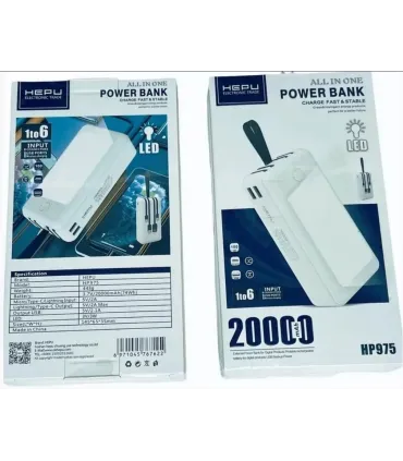 Универсальная внешняя батарея Power bank 20 000 mAh HEPU HP975 с фонариком оптом, HEPU , 20,00 $