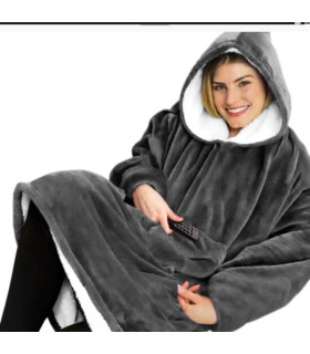 Кігурумі толстовка худий плед з капюшоном СІРИЙ Huggle Hoodie Ultra Plush Blanket оптом, TV Shop , 8,00 $